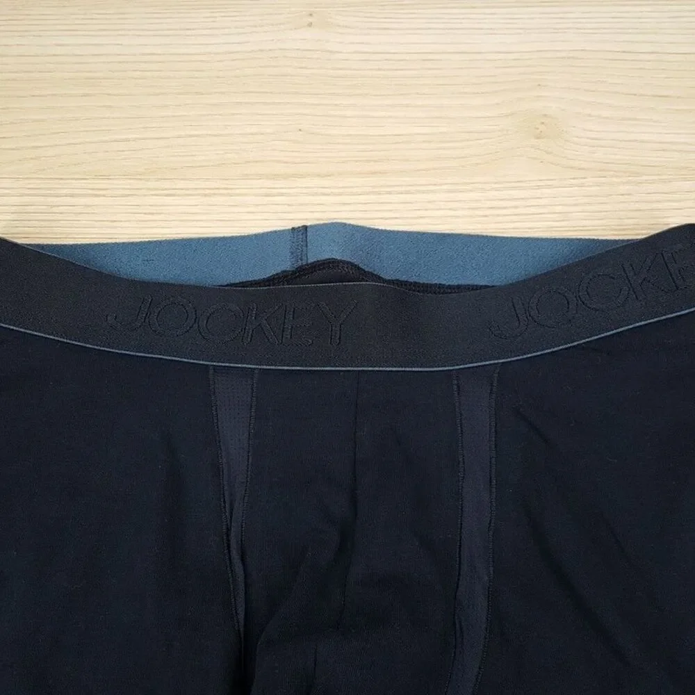 JOCKEY Boxer Briefs Mens Small Black Chafe Proof Cotton Blend Logo